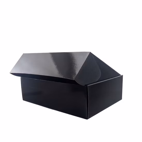 Maßgeschneiderte hochwertige schwarze Geschenkverpackung aus Wellpappe mit Klappklappe